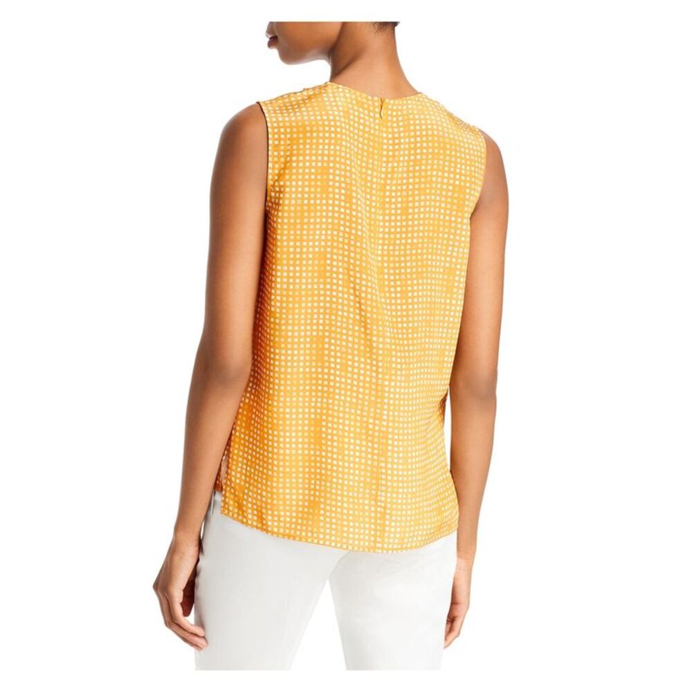 BOSS Womens Orange Zippered Printed Sleeveless V Neck Top 10 - Picture 2 of 2